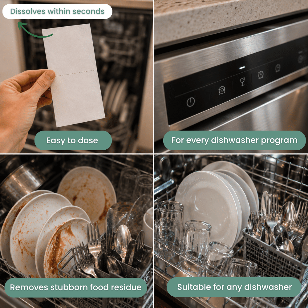 Eco-Friendly Dishwasher Sheets (Fresh Lemon + Unscented)