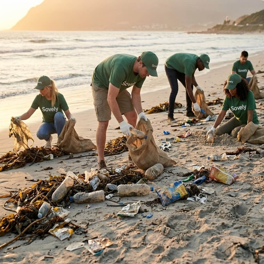 Plastic bottles on a beach